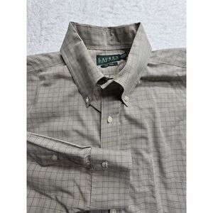 Lauren Ralph Lauren Shirt Men 17 1/2 34‎ 35 Green Tan Plaid Non Iron Button XL